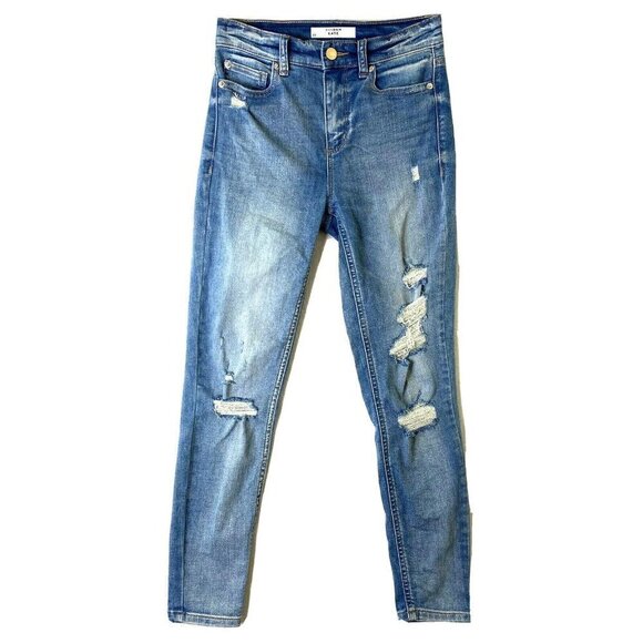 DYNDMN Kate Skinny Jeans Womens size 25 Distressed Stretch Denim Blue Jeans - Picture 1 of 11